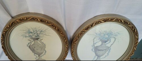 Bombay Company Wandbilder 2er Set ovale gerahmte Blumenvase Drucke S Bender Vintage 22" - Bild 4 von 10