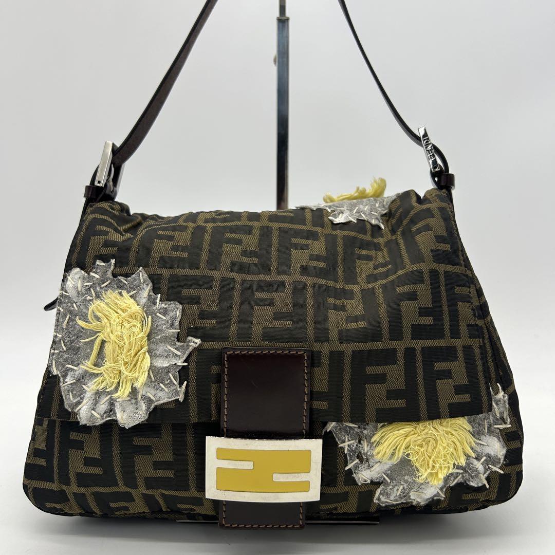Brown Floral Zucca Shoulder Bag by FENDI Mamma Baguette