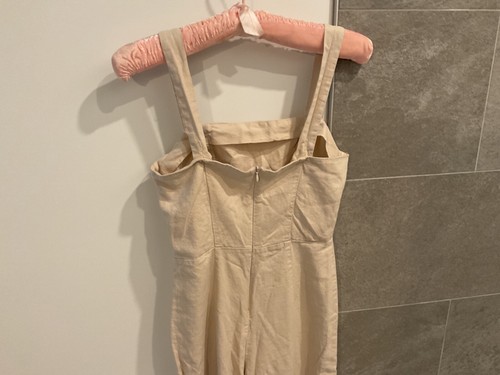 Fishbowl Linen Blend Jumper Romper Overall Womens size 3 Beige Boho Beachy - Picture 2 of 9