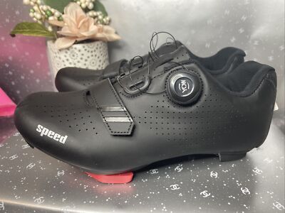 Speed Black Cycling Shoes EU 39 Road Bike Spin Class 3-Bolt Dial Closure Amazon.com | Unisex Road Bike Cycling Shoes Compatible with  main image 2