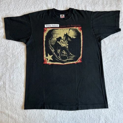 VTG 90's Willie Nelson Across The Borderline Tour T- Shirt F Vintage vintage concert t-shirt, vintage, single stitch, B+ condition