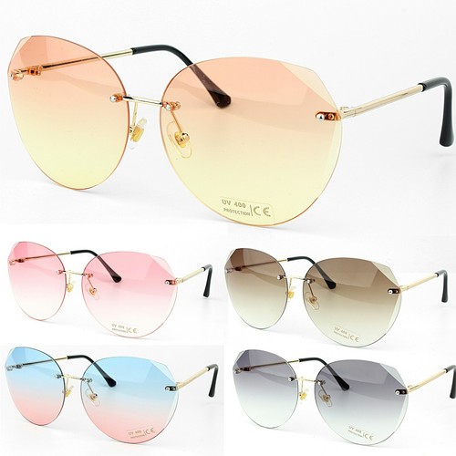 Da Donna Trasparente Rimless Occhiali Da Sole Di Lusso Posh Retrò  Protezione UV400 | eBay