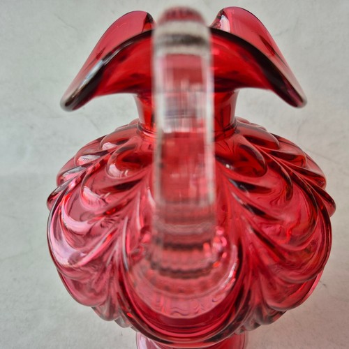 Vtg 1980 Fenton 75th Jubilee Cranberry Red Layered Drapery Pitcher. Bill Fenton - Picture 12 of 14