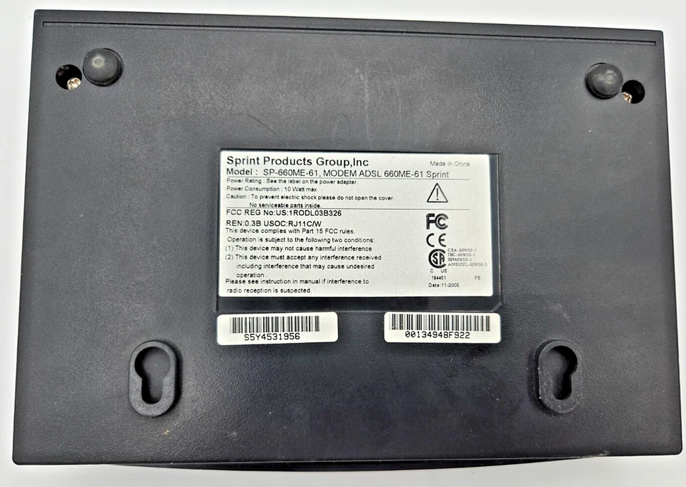 UNTESTED Sprint SP-660ME-61 ADSL Modem, Genuine Sprint 660 Modem, Powers Up - Image 3 of 4