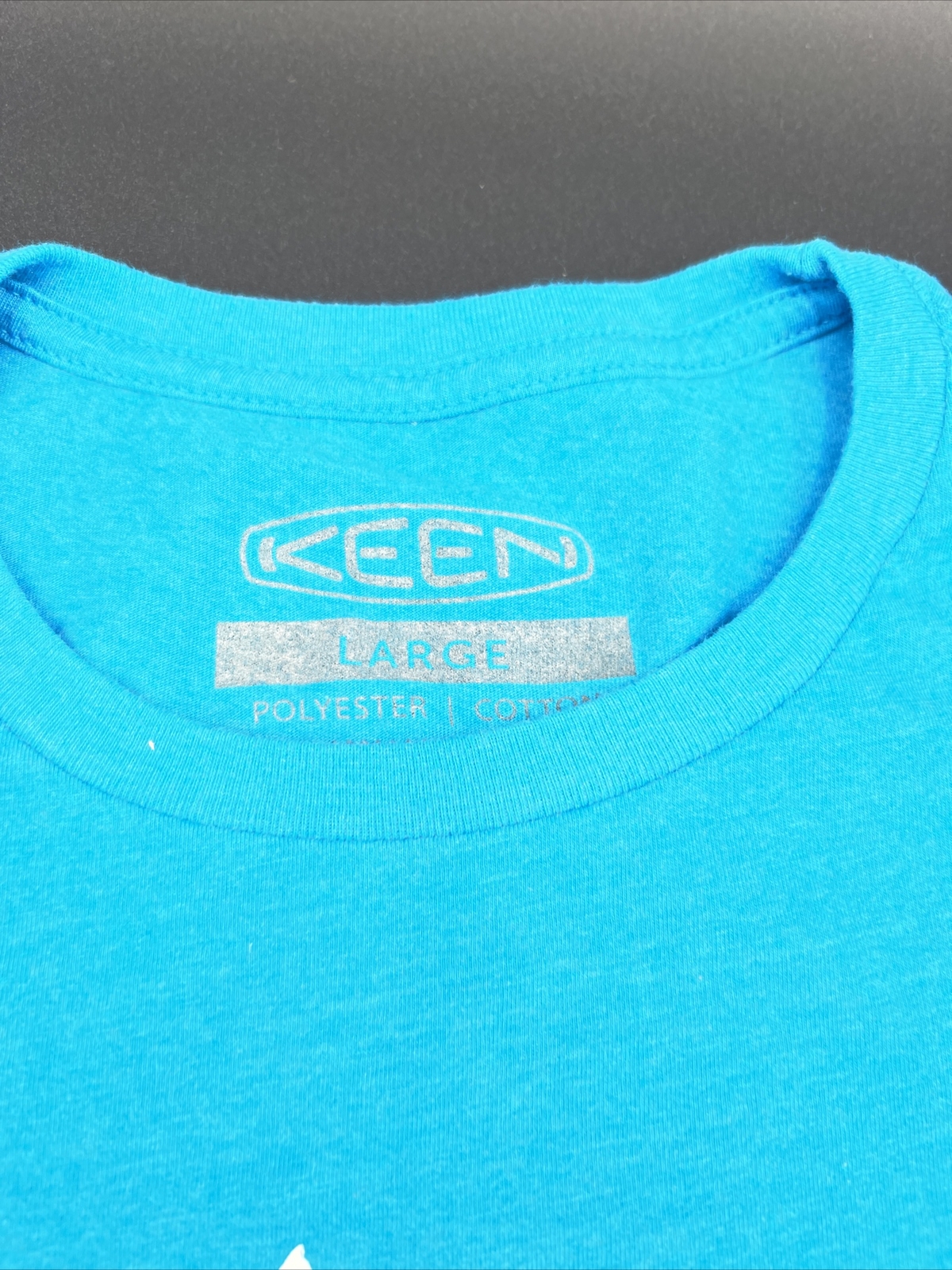 Keen Shoes T Shirt Donna Grafica Bianco Teal Taglia Large. Ha piccole macchie
