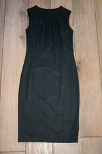 ZARA pleat neck pencil dress pinafore SIZE S 8 wool look fine pinstripe tailored