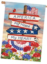 American Pride Patriotic House Flag for Independence Day 4th of July 28"x40"
