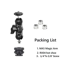 Tripod Head Ball Magic Arm Monitor Holder Camera Mount Bracket Dual 1/4 Screws