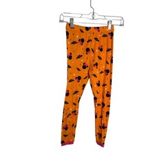 Disney Minnie Mouse Halloween Pants Girl's 8 Orange Black Bats PJ Pajamas
