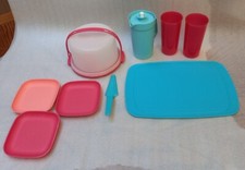 Tupperware Mini Party Toy Set Pitcher ,Plates 3 , Cake Dome, Spatula, 2 Cups