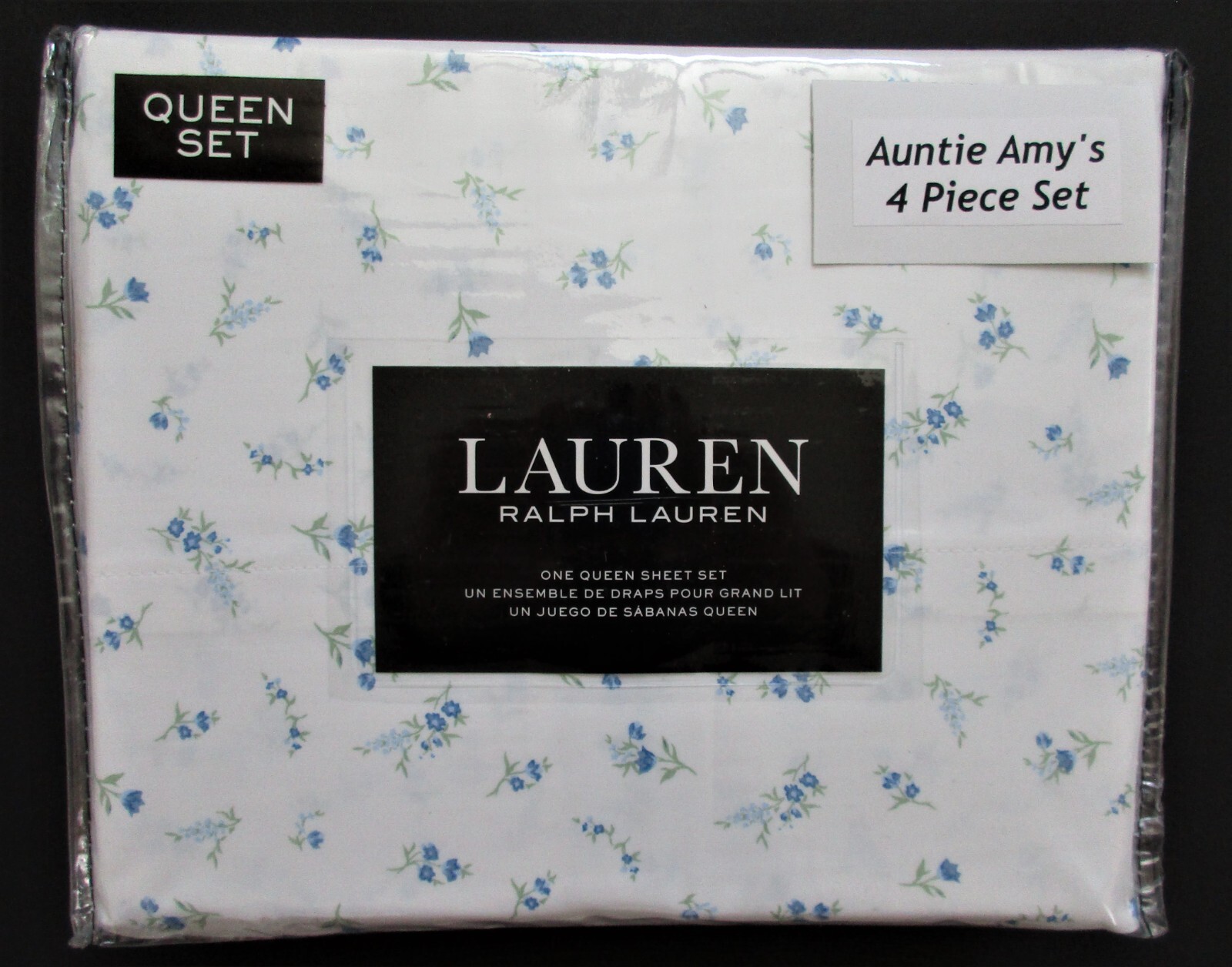 Ralph Lauren QUEEN Sheets 4Pc Set XDP Blue & White Mini Floral Country Cottage eBay