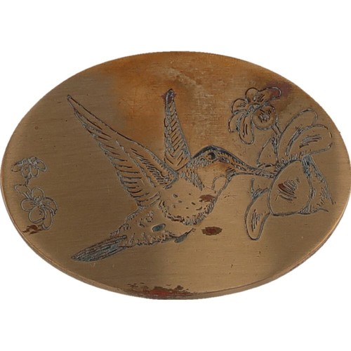 SM Bronze Kolibri Vogelbeobachter Hippie Hippie Necter 80er Vintage Gürtelschnalle