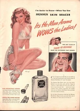 1940's Vintage ad Mennen Skin Bracers Sexy Model Art Fashion shaving 07/11/24