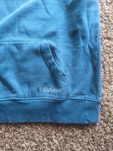 Carhartt Women's Pullover Cotton Sweatshirt Logo Casual Teal Size S(4-6) Hoodie - Picture 2 of 4