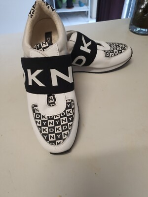 DKNY Black White Silver Accent Sneakers shop stock. New Kool