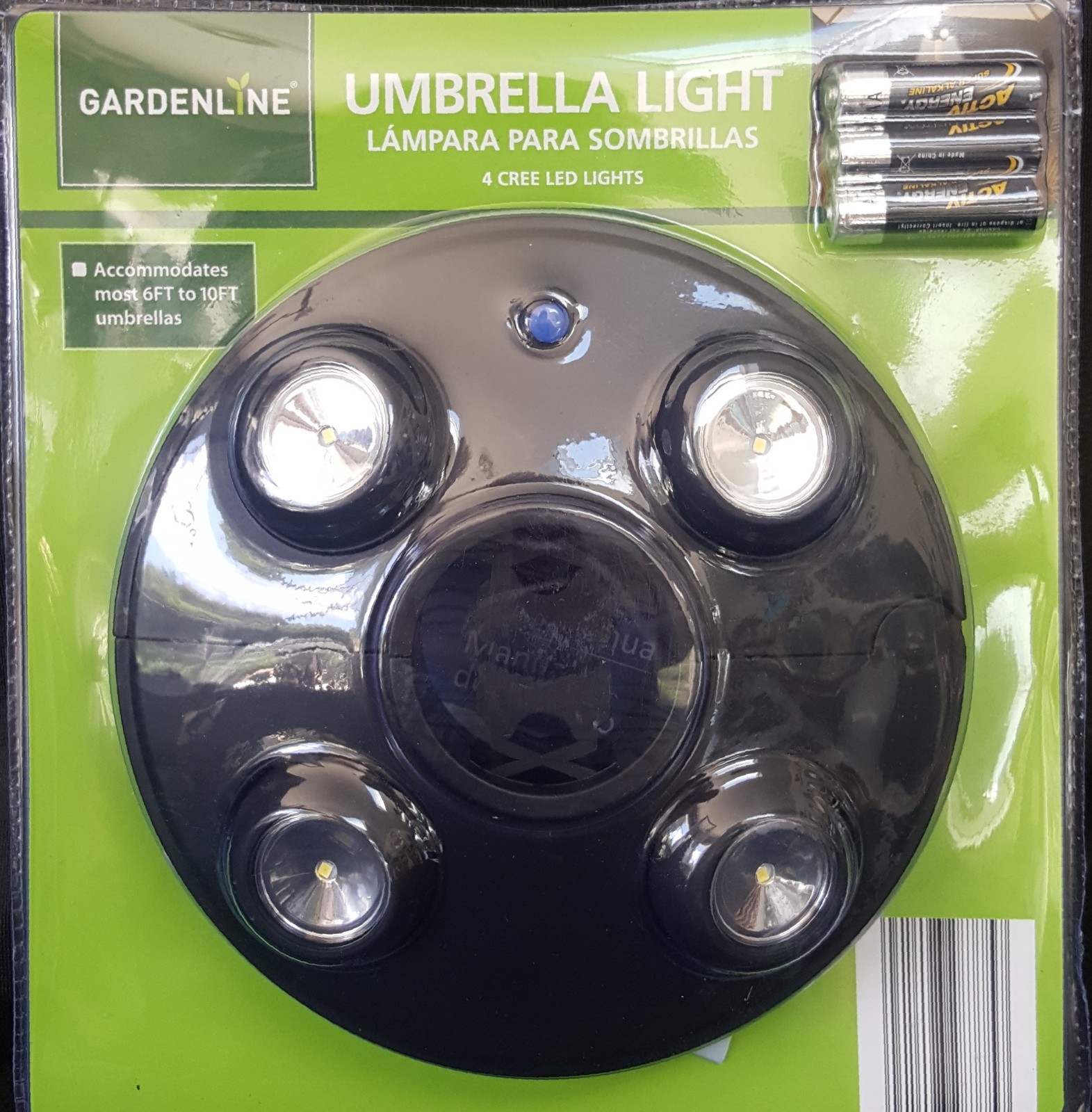 Gardenline Umbrella Light with 4 Cree LED Lights includes 3 AA