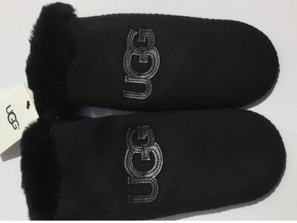 Guantes de invierno UGG para mujer piel de oveja Heritage Logo negros talla L XL totalmente forrados Foto 3 de 4