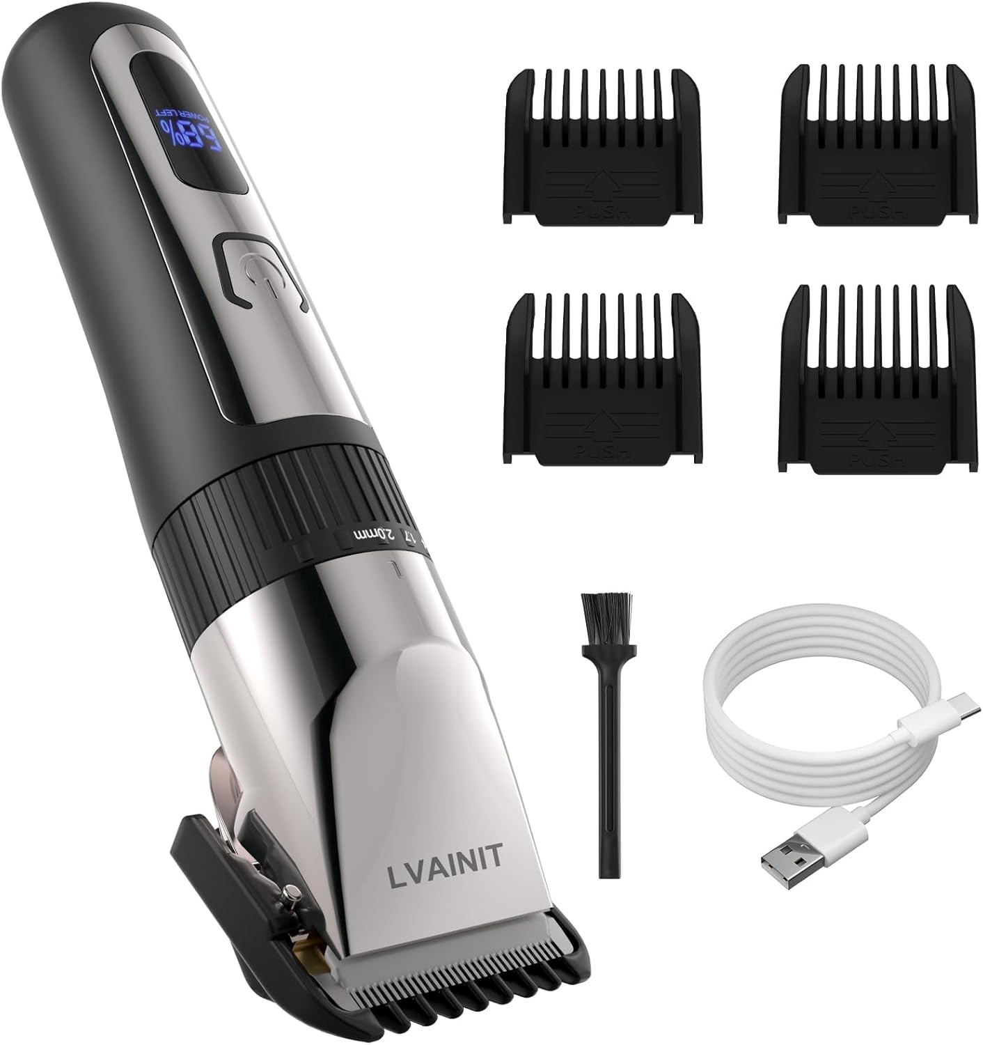 Hair Clippers for Men, Cordless LCD Rechargeable Trimmer Beard Black