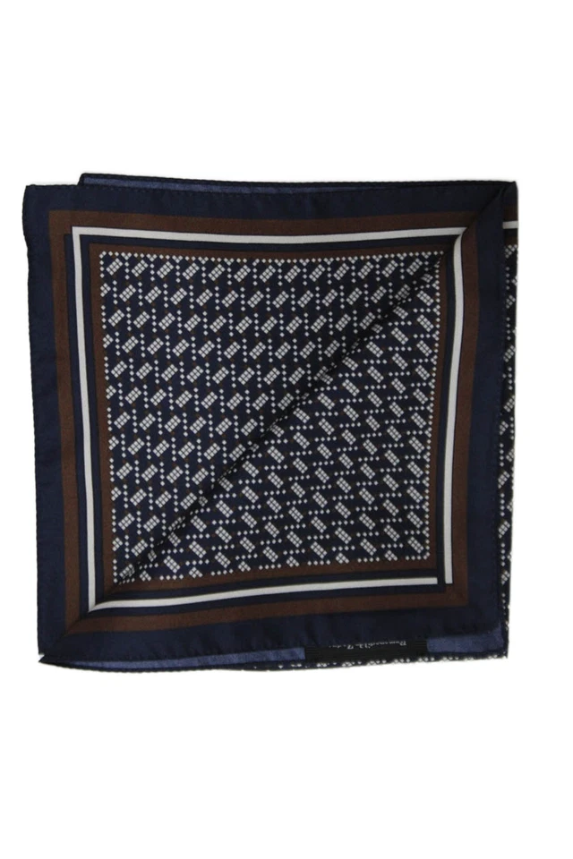 Ermenegildo Zegna Hombres Seda Estampado Geométrico Bolsillo Cuadrado Marrón Talla 12X12" Foto 2 de 4