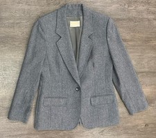 Vintage Pendleton Jacket Womens 8 Gray Blazer USA Career Business Virgin Wool