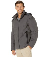 Cole Haan Men's Short Down Parka With Hooded Down Coat Large Charcoal
