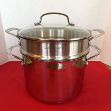 Cusinart 5.75 Qt Stainless Steel Stockpot w Glass Lid 5.4L 7665-22G And Strainer