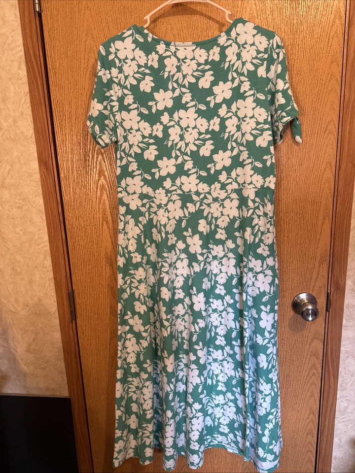 Vestido Croft and Barrow Talla Mediana Nuevo con Etiquetas Vestido Básico Pull Over Blanco Aqua Floral Foto 3 de 3