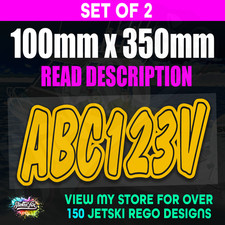 2x Jetski Rego Sticker Decals Set 100mm High Vinyl Registration-MU 