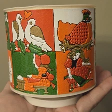 Vintage 12 Days Of Christmas Candle Holder Music Wind Up Spins Retro Colorful