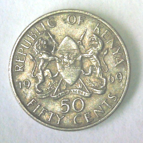 1969 Kenya 50 Cents Coin Cent African KM#13 VF+ World Copper Nickel Kenyatta