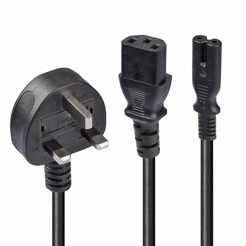 LINDY 30426 2.5 m UK Mains 3 Pin Plug to IEC C13 and C7 "Y" Splitter Lead Cable