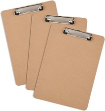 3 Pack Hardboard Office Clipboard, Letter-Size Clipboard with Low Profile Clip,