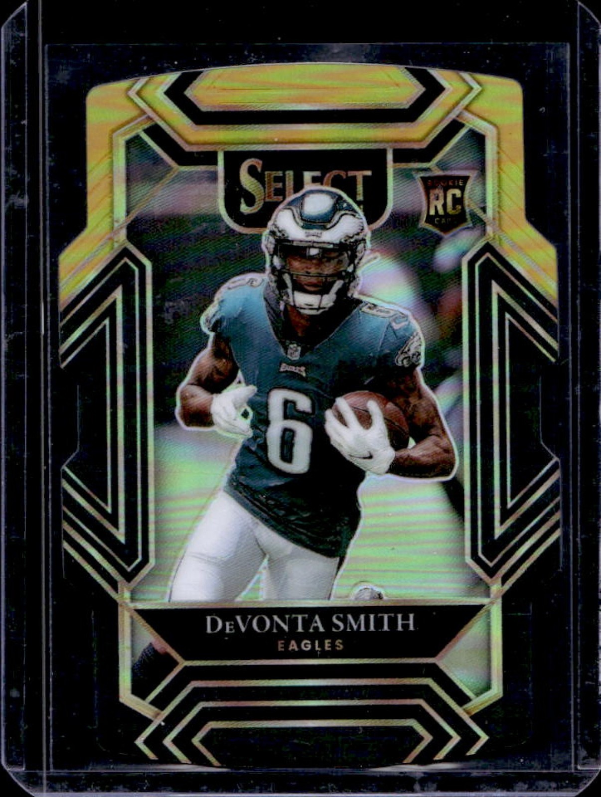 2021 Panini Select DeVonta Smith RC Black and Gold Prizm Die Cut Club #249