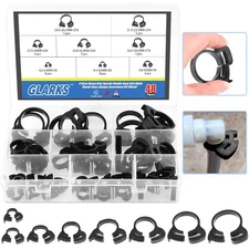 Glarks 48Pcs 8 Size Heavy Duty Black Double Gripping Nylon Hose Clamps Set, 6...
