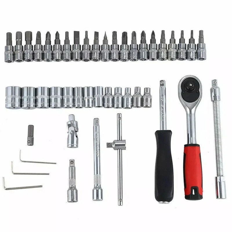 46 Pcs Socket Wrench Set 1/4" Drive Ratchet Metric Kit Garage Car Repair Tool US