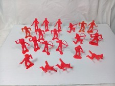 20 Lot Red Vintage Tim-Mee Ajax Lido Marx MPC 70 mm Plastic Cowboys  Indians