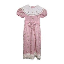 Vtg Cottagecore Prairie Floral Lace Dress Girls Size 12