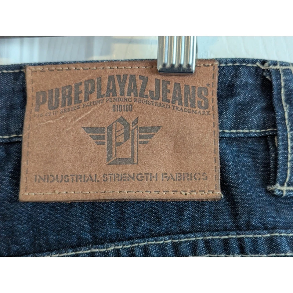 Чистый Playaz джинсы мужчин 34 x 32 свободного мешковатые темно джинсовой ткани редкая находка винтажный Y2K - Изображение 4 из 4