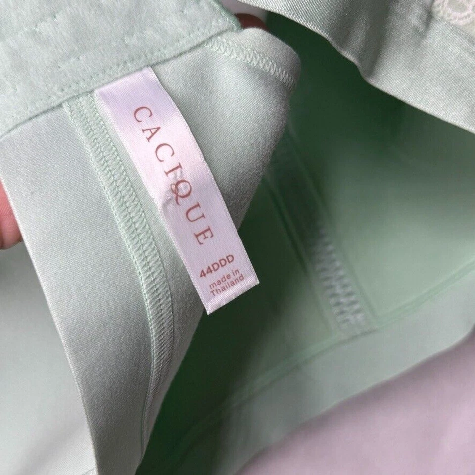 Sujetador Cacique 44DDD Verde Menta Encaje Cobertura Completa Talla Grande Floral Sin Alambres Foto 4 de 4