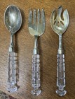 Shannon Crystal Godinger 3 Piece Crystal Handled Silver Set Serving Utensils