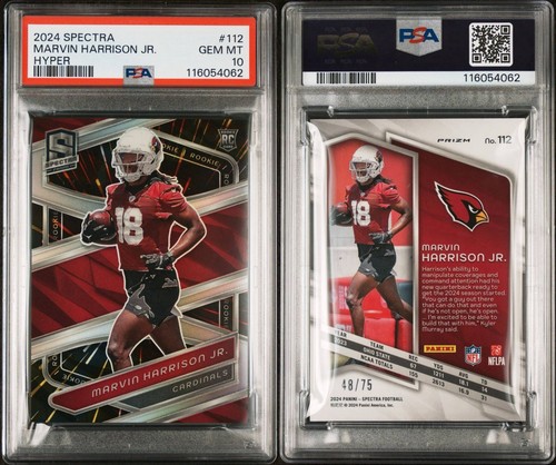 2024 Spectra Rookie Marvin Harrison Jr. Hyper /75 Rookie RC PSA 10 Gem Mint - Picture 3 of 3
