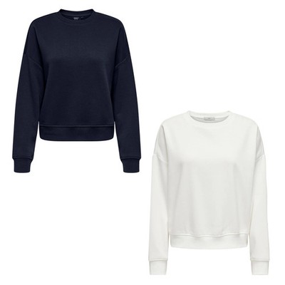 ONLY Damen Sweatshirt - ONLSWEAT LIFE CREW OVERSIZE SWT, Rundhals, Baumwoll-M...