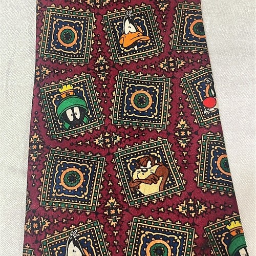 Vintage 1994 LOONEY TUNES MANIA Bugs Bunny Taz Tweety Marvin Martian Daffy Tie - Picture 3 of 7