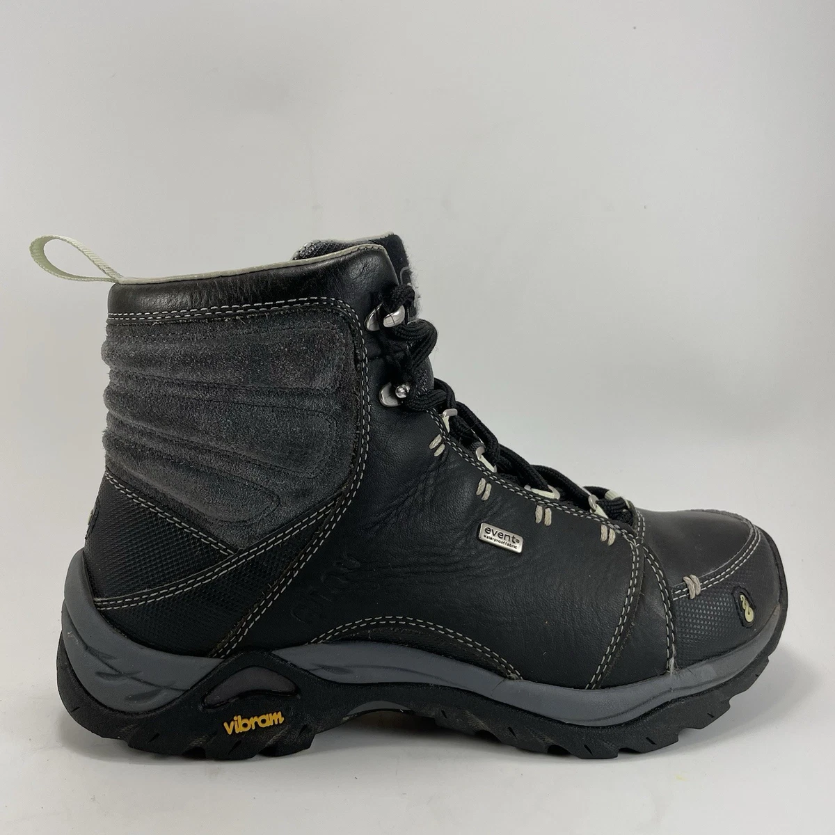 Ahnu eVent Waterproof Hiking Boots Women\'s 8 Black Leather Vibram Mid Top AF1394 Ahnu Black Hiking Shoes & Boots for sale | eBay main image 2