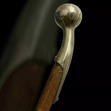 Vintage Wooden Walking Stick Cane Victorian Brass Sujal Head Handle Antique Gift
