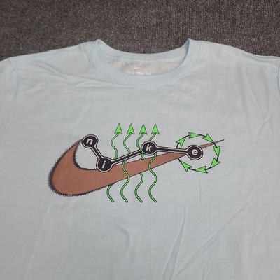Nike Shirt Mens Large Glacier Blue Brown Swoosh Graphic Sportswear Cotton Tee 75
