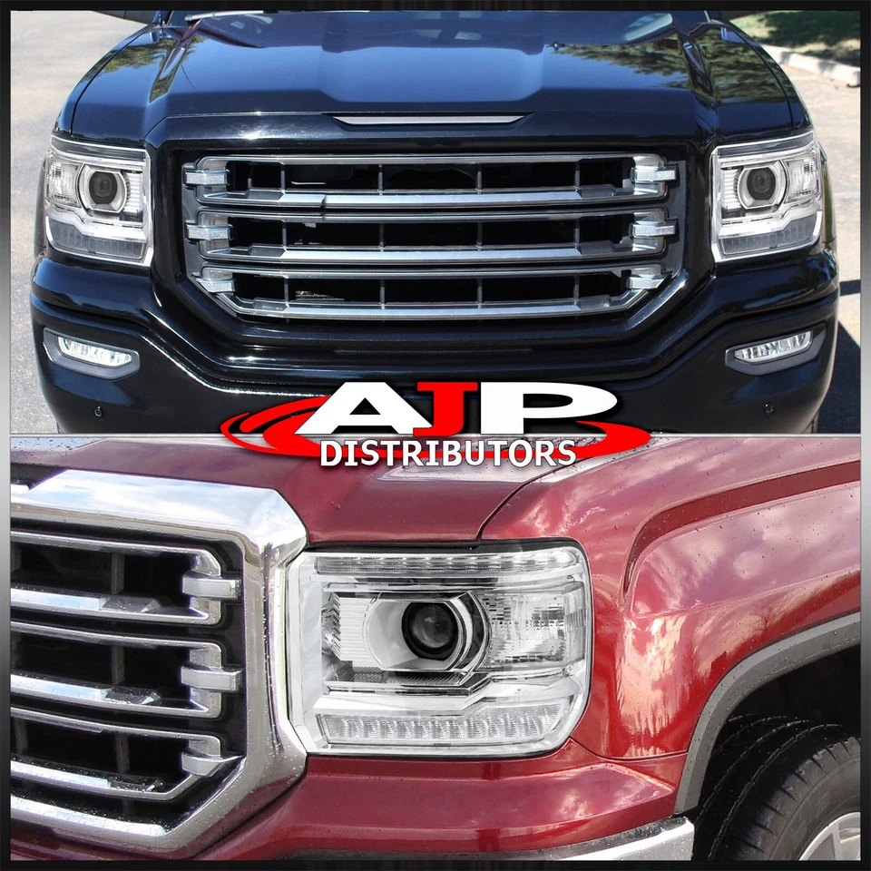 Clear OE Style LED DRL Head Lights Lamps For 2014-2018 GMC Sierra 1500 2500 3500 — 第 4/4 张图片