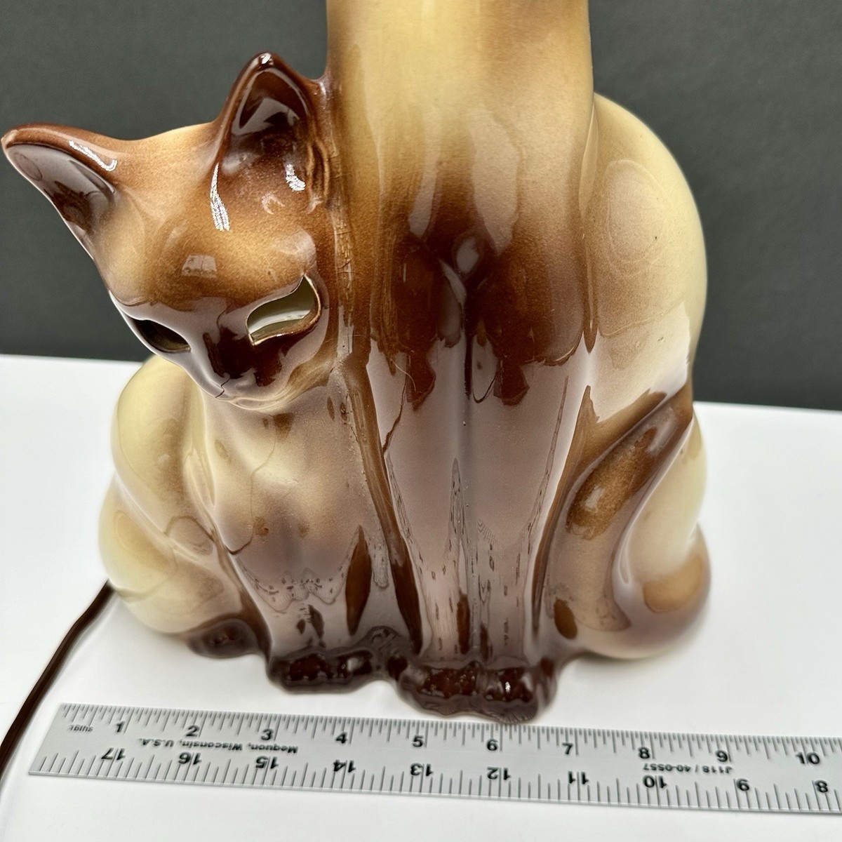 Kron of Texas Siamese Cat TV Lamp Vintage 1960 Light through Eyes