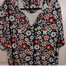 Graham Luxe Men's XL Floral Polo Shirt Navy Red White Short Sleeve Collared Golf