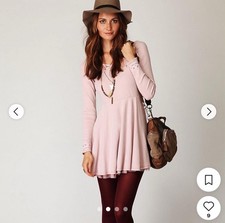 NWT Rare Free People Battenberg Lace Valentine Thermal Dress ASO Rose Pink L